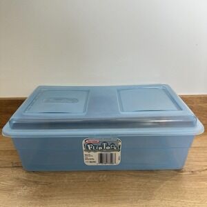 Vintage Sterilite Flip‎ Tops Plastic Storage Container Box Blue Tint 1996 Hinged